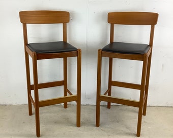 Scandinavian Modern Style Teak Barstools from Benny Linden- a Pair