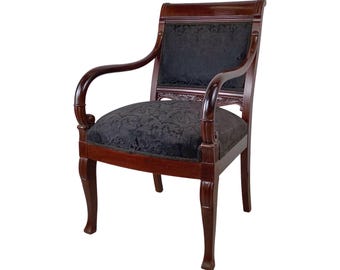 Antique Empire Mahogany Armchair |Gothic Dark Decor