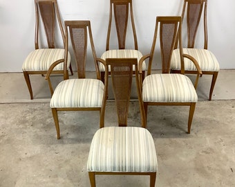 Mid-Century Cane Back Dining Chairs- Six