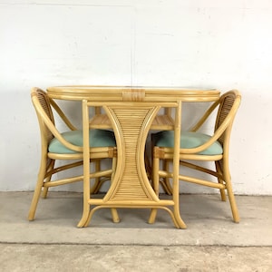 Vintage Rattan Nesting Set- Table and Chairs