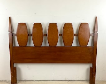 Mid-Century Modern Burlwood Deco Headboard- Full or Queen Size