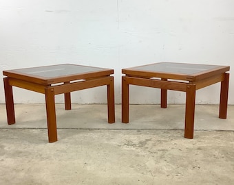 Scandinavian Modern End Tables With Teak Joinery