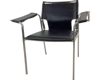Mid-Century Leather Strap Armchair