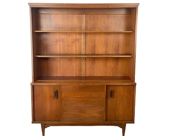 Vintage Walnut Mid-Century Modern Hutch | Display Cabinet & China Cabinet