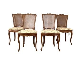 Set of 4 Vintage French Provincial Cane Dining Chairs