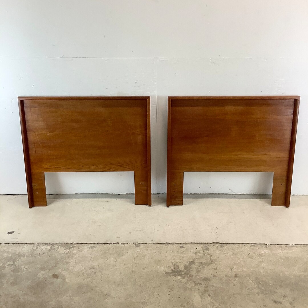 Pair Vintage Modern Teak Headboards Twin Etsy