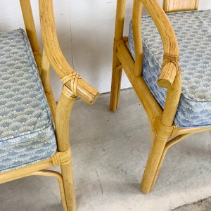 Vintage Boho Modern Bamboo Armchairs Set of Four image 9