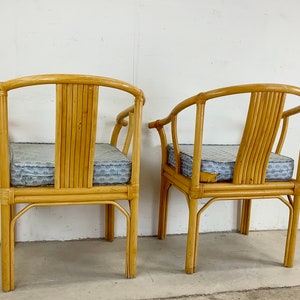 Vintage Boho Modern Bamboo Armchairs Set of Four image 4