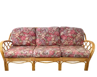Vintage Palm Beach Rattan Sofa – Coastal Lounge Seating