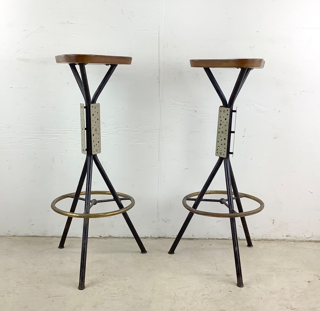 Pair Vintage Studio Bar Stools - Etsy