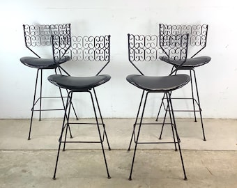 Mid-Century Swivel Barstools by Arthur Umanoff- Set of Four