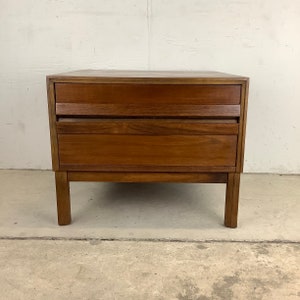 Vintage Two Drawer Walnut End Table-