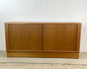 Vintage Teak Office Credenza With Tambour Doors