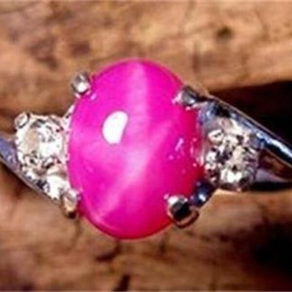 Ruby Pink Star-Created Star Sapphire Tpz Sterling Silver Ring sz 6, 6.5, 7, 7.5, 8 FREE SHIPPING in US