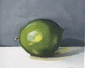 Lime, Oil Painting, Small Art, Original Art