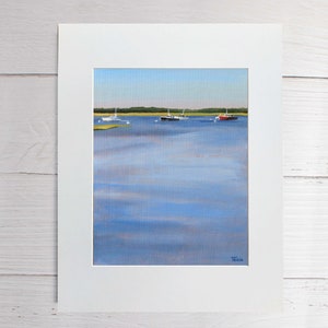 Matted Print, Boat Painting, Boat Print, 8x10 Print, Coastal Art, Pine Point, Giclee Print image 1