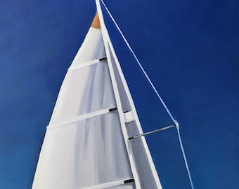 Sailboat Art Print: Coastal Nautical Decor, Matted (8x10 or 11x14)