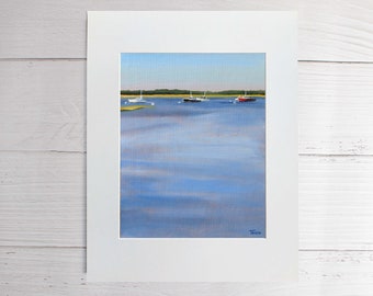 Matted Print, Boat Painting, Boat Print, 8x10 Print, Coastal Art, Pine Point, Giclee Print