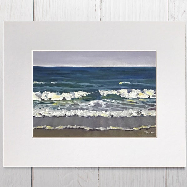 Matted Art Print, Coastal Art, Ocean Waves, Ocean Art, Beach Scene, Seascape
