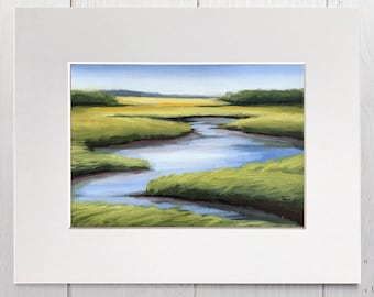 Matted Art Print, Saltmarsh Print, Marsh Print, Marsh Art