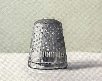 Original Art, Oil Painting, Monopoly Thimble, Monopoly Game Piece