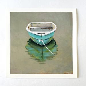 8&quot;x8&quot; Art Print, Matted Print, Boat Painting, Square Art Print, Coastal Art, Nautical Art