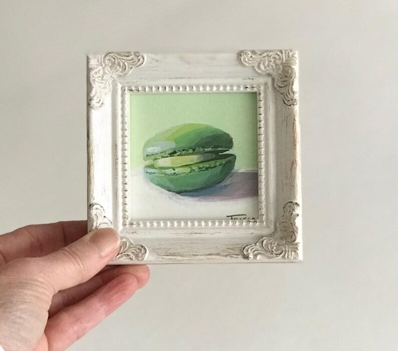 Framed Art, Original Art, Macaron, Small Artwork, Original Painting, Mini Art image 3