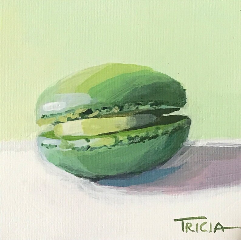 Framed Art, Original Art, Macaron, Small Artwork, Original Painting, Mini Art image 1