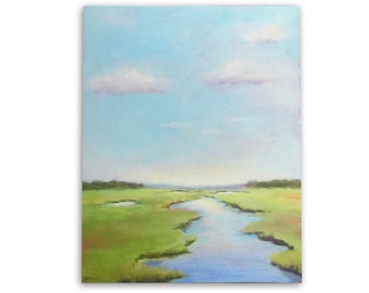 Marsh Painting, Original Art, Acrylic Painting, 16"x20”