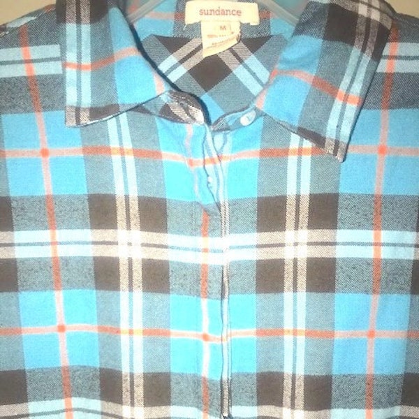 Fashionable Plaid Flannel Shirt - Turquoise Plaid Button Down Shirt with Peplum, Sassy Comfy Plaid Flannel Shirt, Flannel Cotton Plaid Top