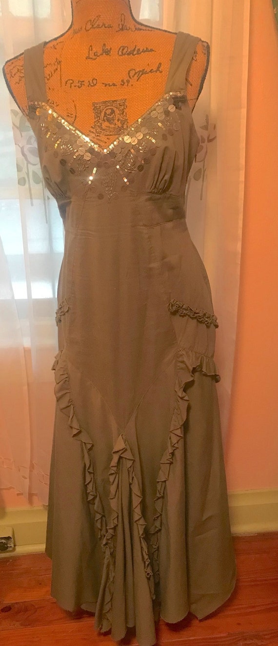 Exquisite Khaki Green Gypsy Sun Dress Festival Dre