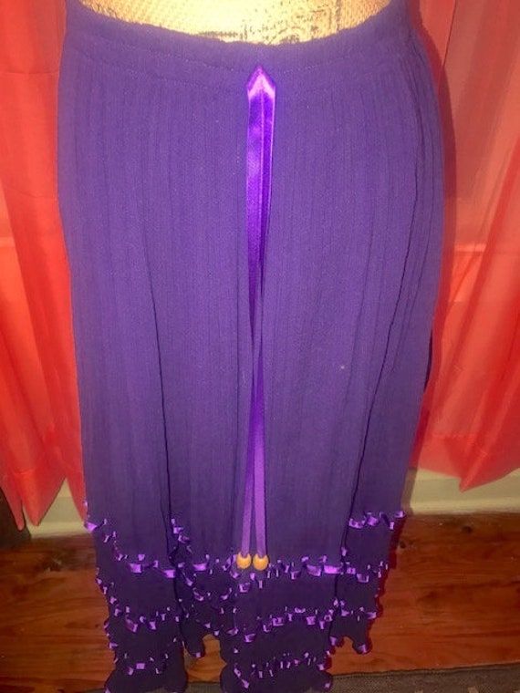 Beautiful Crinkle Cotton Purple Skirt - Elastic W… - image 3