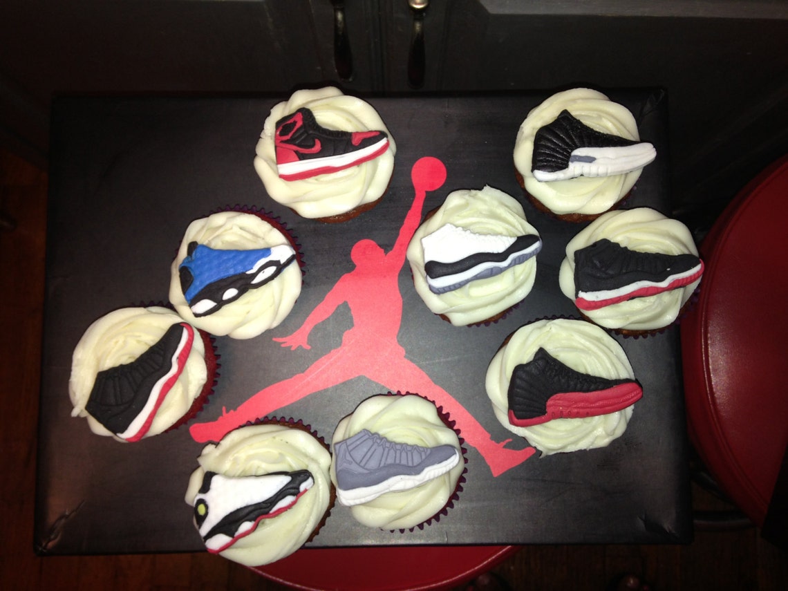 12 Michael Jordan Edible Cupcake Toppers Fondant Gumpaste Etsy