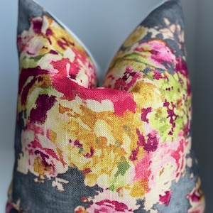 Gray Modern Floral Pillow Cover