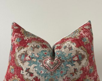 Red Moroccan Aztec Print Pillow Cover