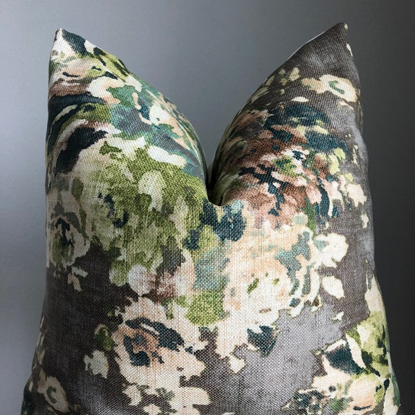 Green Floral Pillow Etsy