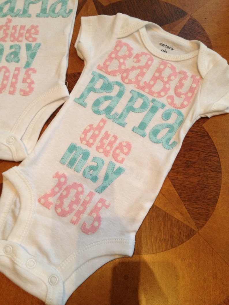 Baby announcement appliqued onesie Etsy