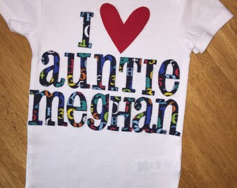 Custom personalized appliqued baby auntie onesie