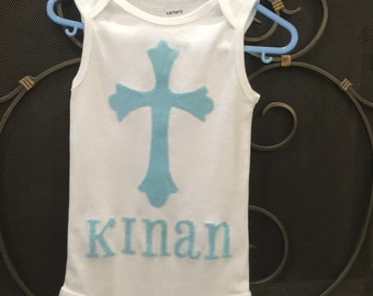 Appliqued baptism onesie