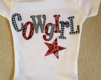 Red, white, and blue cowgirl star onesie