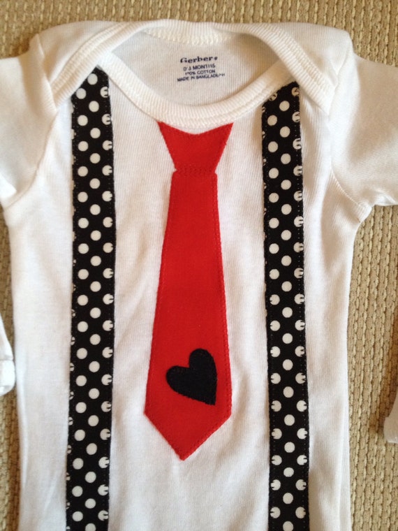 Tuxedo onesie with red heart tie | Etsy