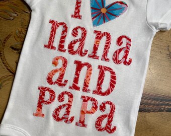 I heart nana and papa bodysuit