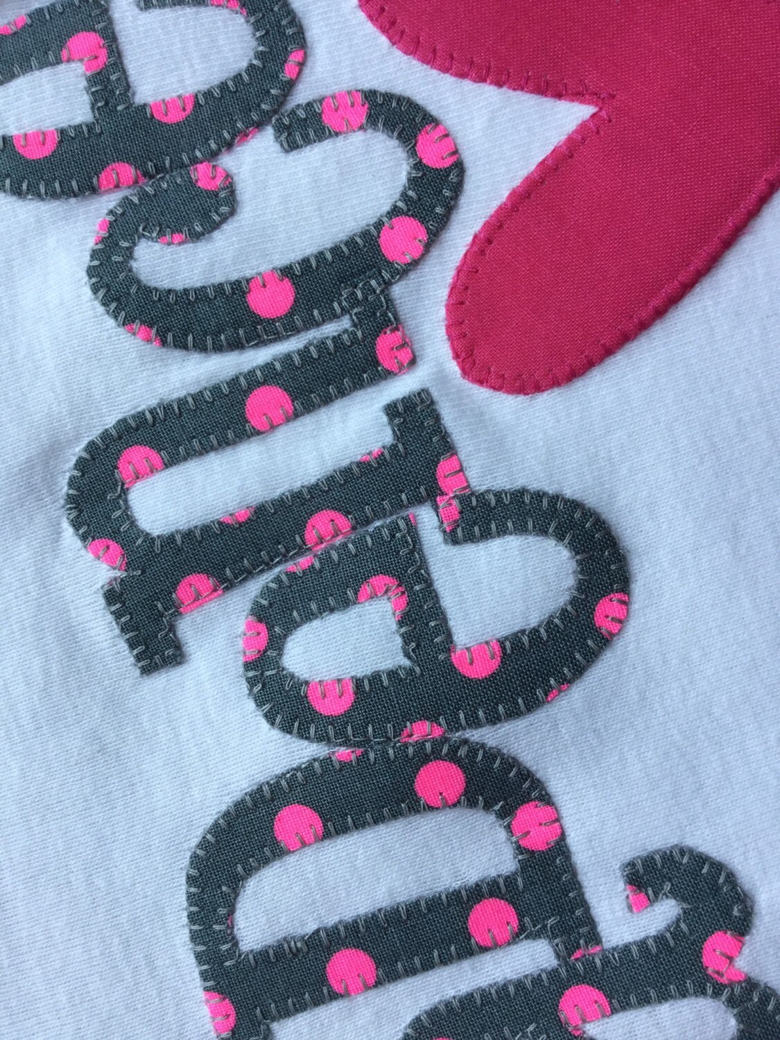 Custom personalized gray and pink polka dot appliqued onesie Etsy
