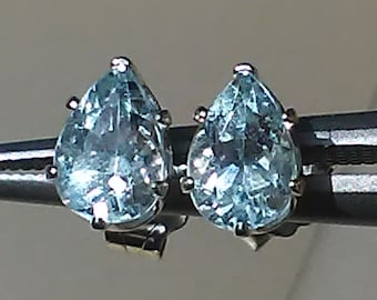 Pear Aquamarine Stud Earrings