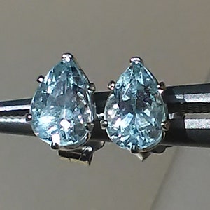 Pear Aquamarine Stud Earrings