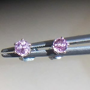 Pink Sapphire Stud Earrings Sterling Silver