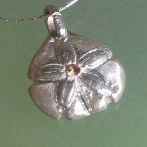 Padparadscha Sapphire Sea Biscuit Pendant Fine Silver