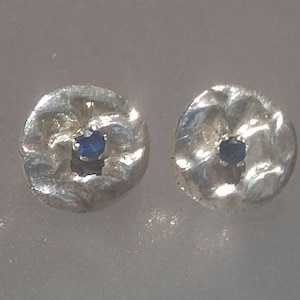 Silver Circle Earring Jackets Reversible Sapphire Stud Earring Set