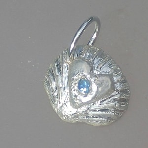 Sapphire Heart Pendant Clam Shell Animal Necklace Sterling Silver