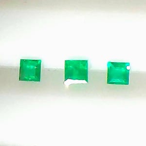 Colombian Emeralds Square Cut Three Stone Lot 0.14ct